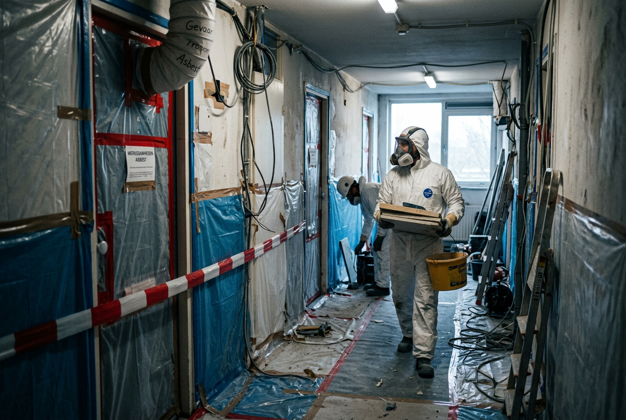 Asbestsanering en renovatie van 117 kamers in een zorgcomplex